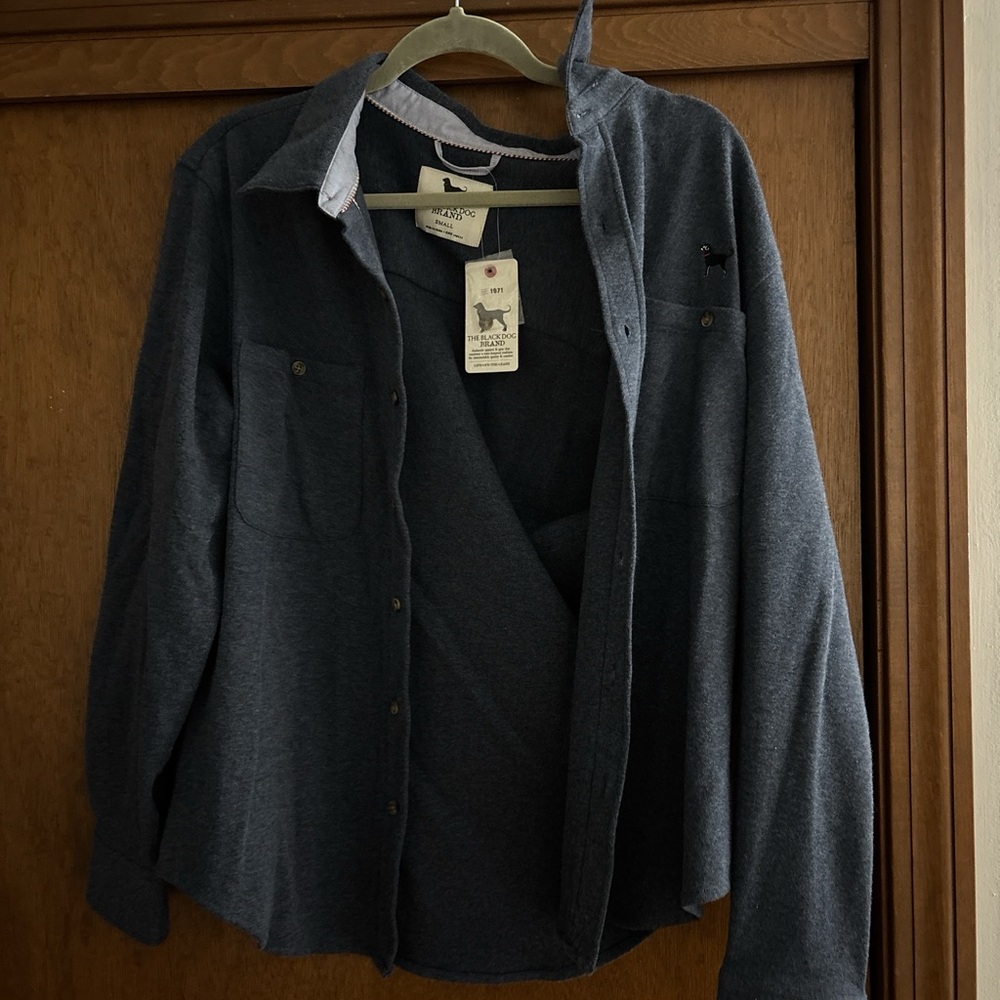 The Black Dog Men's Dark Blue Button Down Shirt